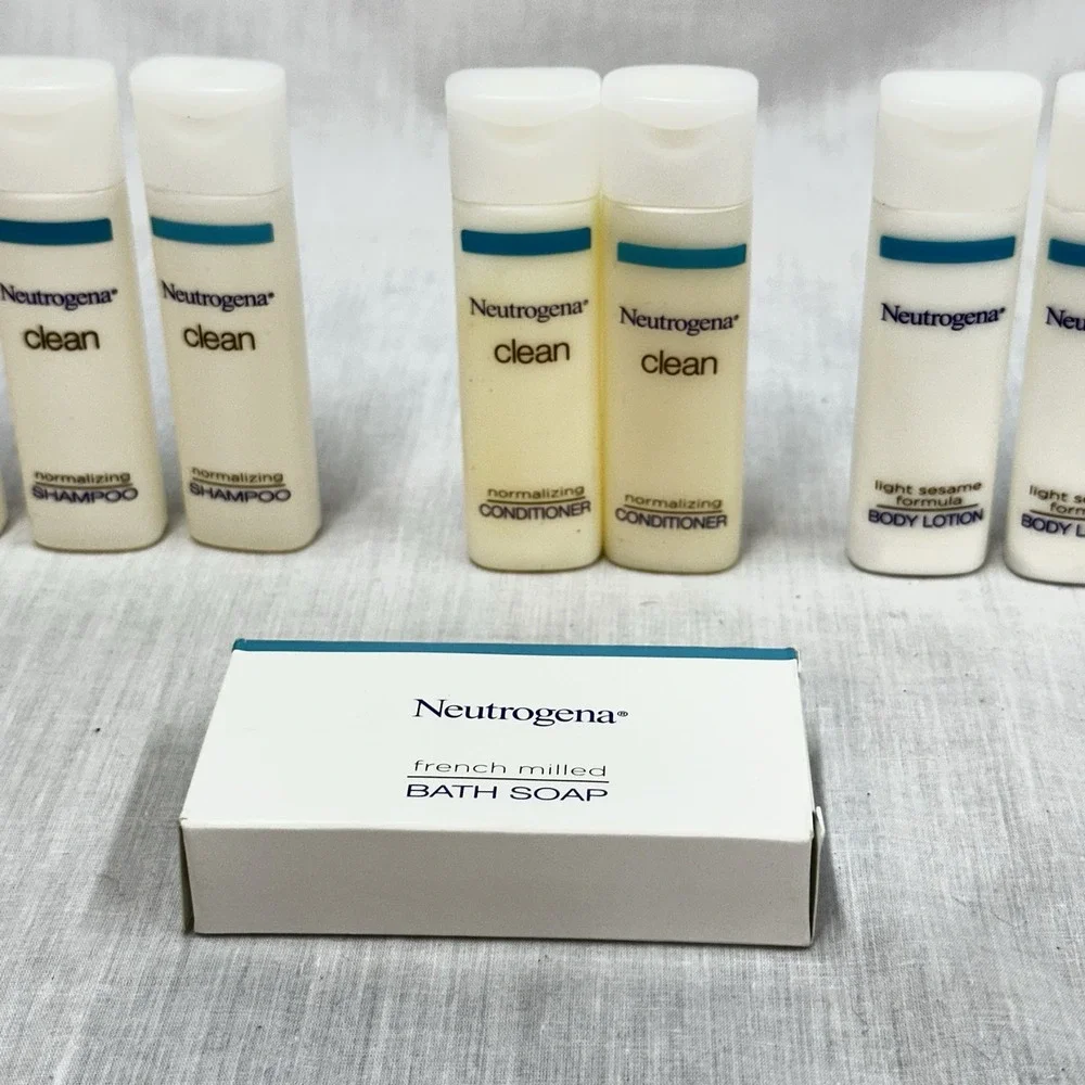 NEUTROGENA CLEAN SHAMPOO AND CONDITIONER Hotel Amenities/Travel size NEW 12 Item